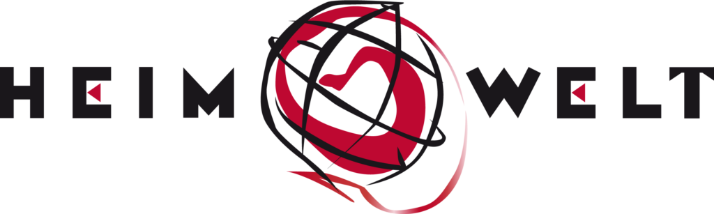 Heimwelt Logo Impressum auf schwarzem Hintergrund. Boden Pelzer -Bodenbeläge, Vinylbelag, Parkett - Moselstr. 14 - 41464 Neuss
