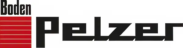Das Logo zeigt „Boden Pelzer“ mit einem roten Querstreifenmuster auf der linken Seite. - Firmenadresse